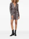 Notes Du Nord Leopard-print Tie-front Mini Dress In Brown