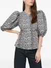 Notes Du Nord Puff-sleeve Leopard-print Top In White