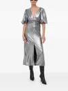 Notes Du Nord Puff-sleeve Metallic Midi Dress In Multi
