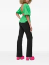 Notes Du Nord Puff-sleeve Tie-back Top In Green