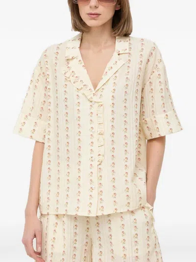 Notes Du Nord Ruffled Floral Shirt In Neutral