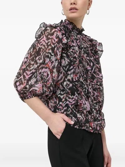 Notes Du Nord Ruffled Printed Blouse In Multi