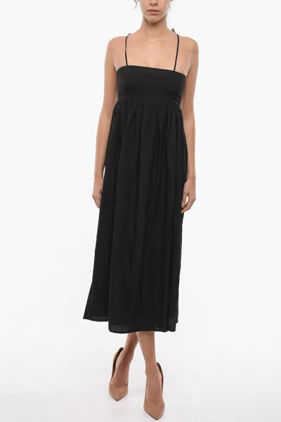 Notes Du Nord Seersucker Fabric Eve Maxi Dress In Black