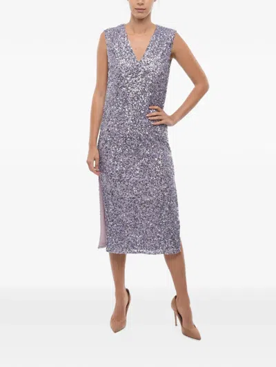 Notes Du Nord Sequin-embellished Sleeveless Midi Dress In Purple