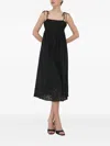 Notes Du Nord Tie-straps Floral-lace Midi Day Dress In Black