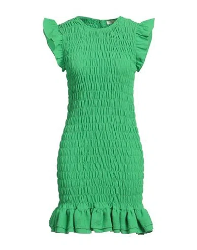 Notes Du Nord Woman Mini Dress Green Size 10 Polyester, Elastane