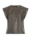NOTES DU NORD NOTES DU NORD WOMAN TOP MILITARY GREEN SIZE 6 LAMBSKIN