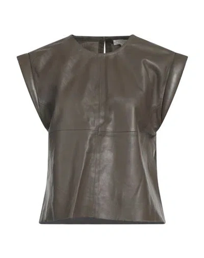Notes Du Nord Woman Top Military Green Size 6 Lambskin