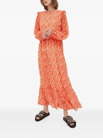 Notes Du Nord Zebra-print Maxi Dress In Orange