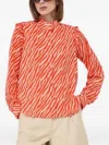 Notes Du Nord Zebra-print Ruffled Blouse In Orange
