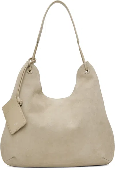 Nothing Written Beige Medium Shoulder Bag In Light Beige Suede
