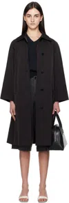 Nothing Written Black Nylon Volume Balmacaan Trench Coat In Black