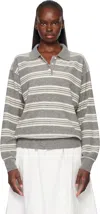Nothing Written Gray Kevin Stripe Pullover Polo In Gray