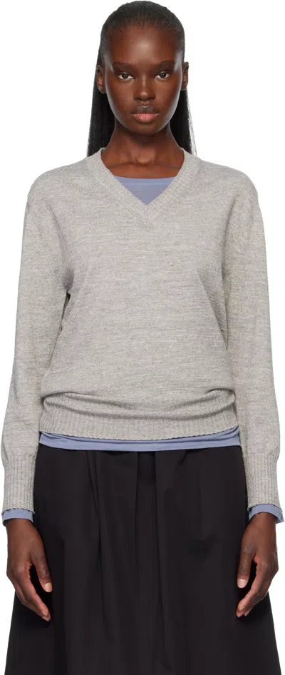 Nothing Written Gray Marine V-neck Pullover Sweater