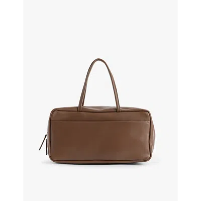 Nothing Written Mens Pocket Leather Tote Bag Mohogany