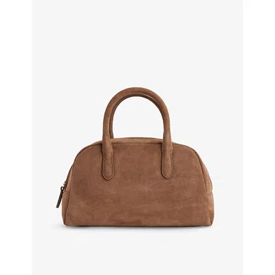 Nothing Written Mens Classic Mini Leather Top-handle Bag Suede Mohogany