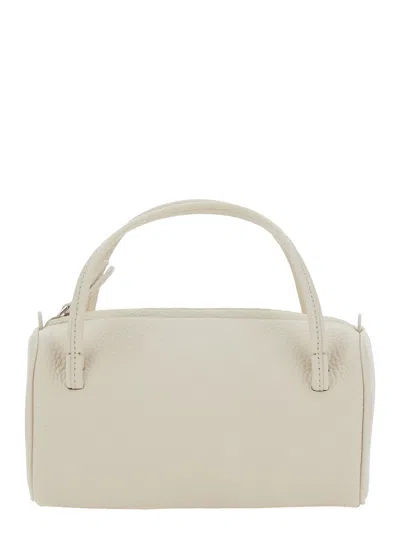 Nothing Written Mini Loaf Bread Leather Handbag With White Leather Details And Zip Closure