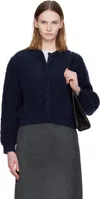 Nothing Written Navy Lett Boucle Cardigan In Blue
