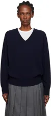 Nothing Written Navy Puno V-neck Pullover Sweater In Blue