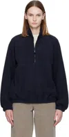 Nothing Written Navy Woolly Fleece Sweater In Black