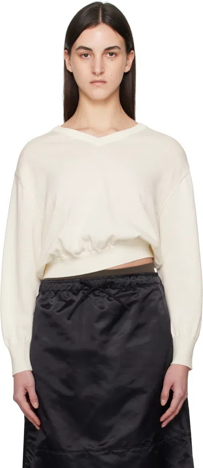 Nothing Written Off-white Pipley V-neck Sweater In Ivory