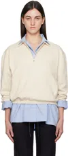 Nothing Written Off-white Pond Quarter Zip Sweatshirt In Cream