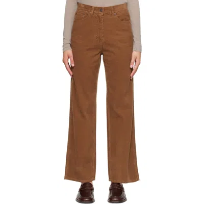 Nothing Written Tan Cocoon Corduroy Trousers In Brown