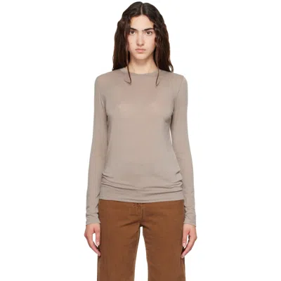 Nothing Written Taupe Aima Wool Long Sleeve T-shirt In Neutral