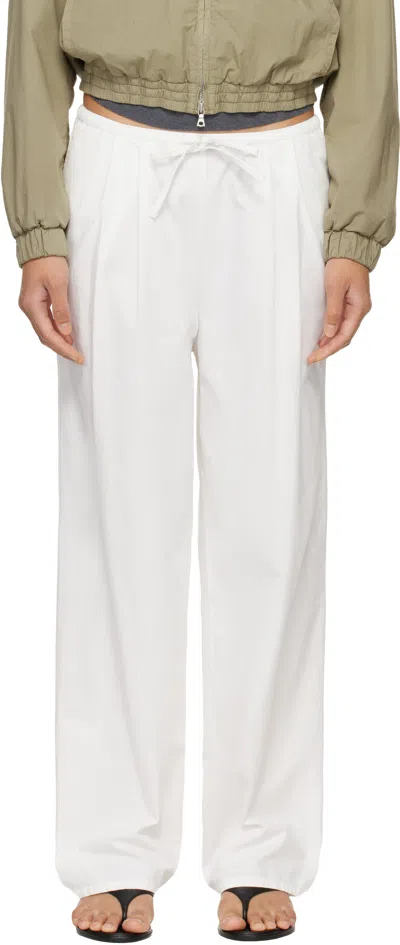 Nothing Written White Lazy Cotton Drawstring Lounge Pants