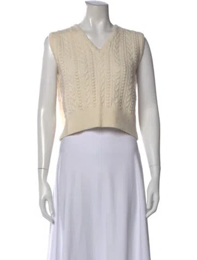 Pre-owned Nothing Written Wool V-neck Sweater In Neutral