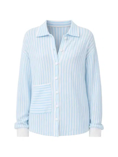 Notshy Angelina Striped Cashmere Pocket Shirt In Blue