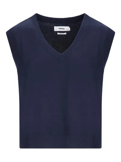Notshy Elsie V-neck Wool Jumper In Blue