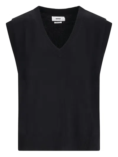 Notshy Elsie V-neck Wool Top In Black