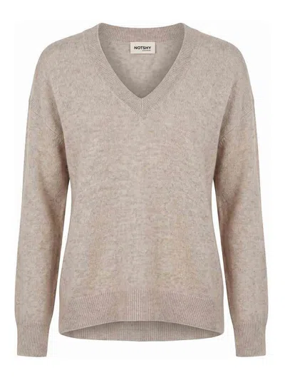 Notshy `lucien` V Neck Sweater In Beige
