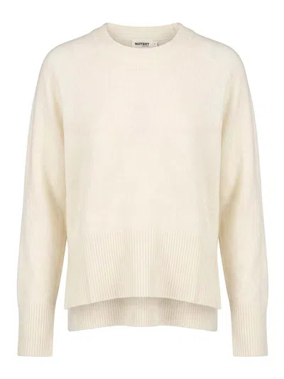 Notshy `xenia` Round Neck Sweater In Light Beige