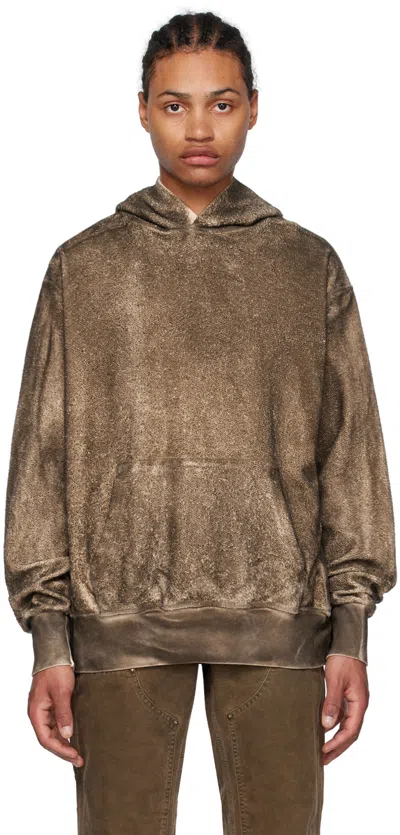 Notsonormal Brown Raw Edge Hoodie In After Dark