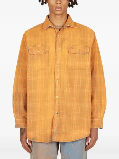 Notsonormal Checked Flannel Shirt In Orange