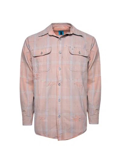 Notsonormal Destroyed Flannel Shirt In Pink