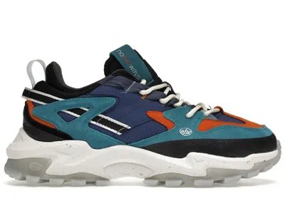 Pre-owned Notwoways Men's  Saphfire Sneakers In Coastal Blue/ Orange/sapphire