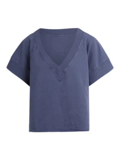 Noumeno Concept Short-sleeved V-neck Sweatshirt In Blue
