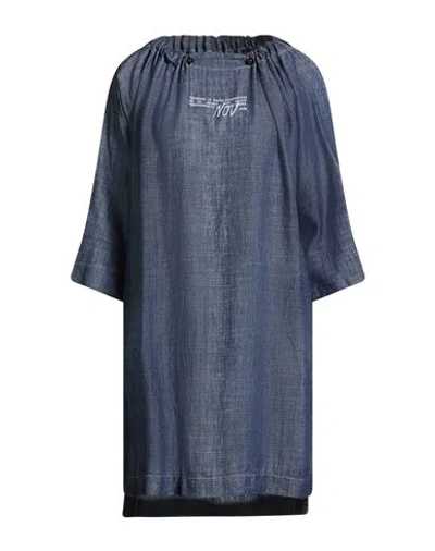 Noumeno Concept Woman Mini Dress Blue Size S Lyocell, Linen