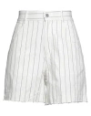 Noumeno Concept Woman Shorts & Bermuda Shorts White Size S Cotton, Elastane In White