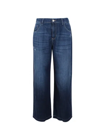 Noumeno Concetp Distressed Wide-leg Jeans In Blue