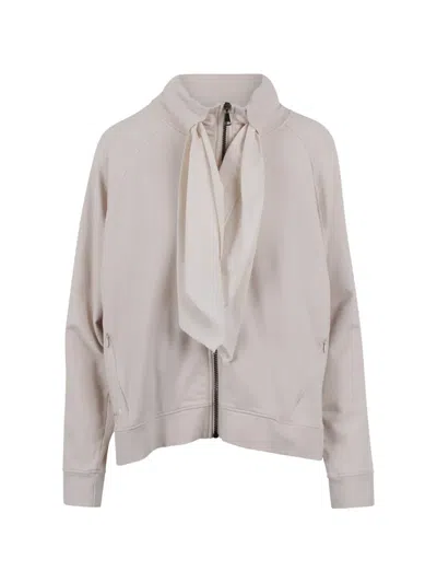 Noumeno Concetp Scarf-detail Pleat Sweatshirt In Neutral