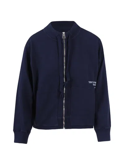 Noumeno Concetp Zip-up Drawstring Sweatshirt In Blue