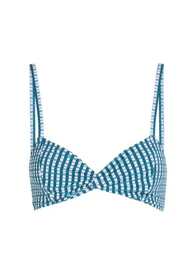 Nounou Missy Gingham Bikini Top In Blue