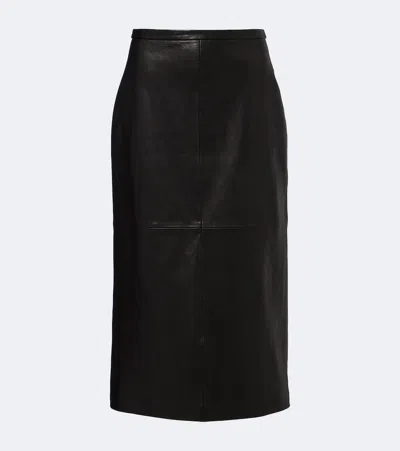 Nour Hammour Alana Leather Pencil Skirt In Black