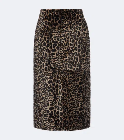 Nour Hammour Alana Leopard-print Shearling Pencil Skirt In Animal Print