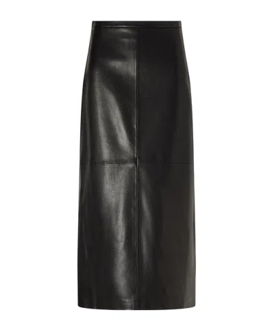 Nour Hammour Alana Paneled Leather Midi Skirt In Black