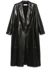 Nour Hammour Leather Coat In Black